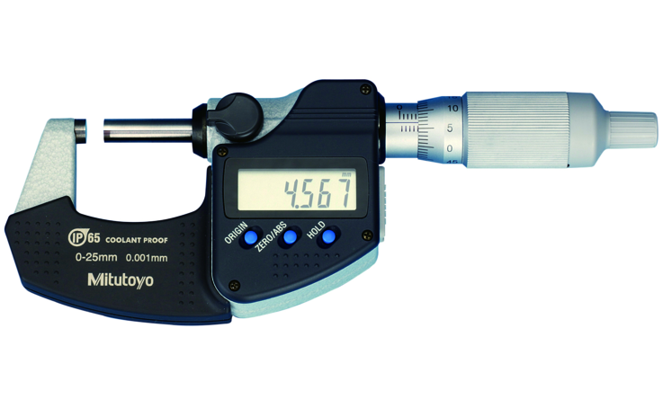 Mitutoyo Digimatic mikrométer racsnis dobbal, IP65, 0-25 mm, 0.001 mm (293-234-30) termék fő termékképe