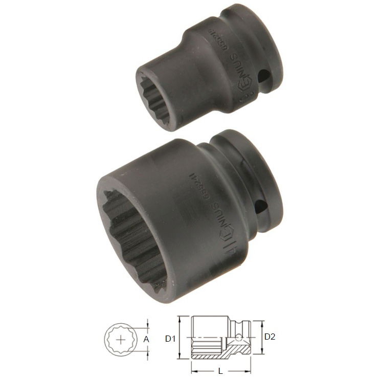 Genius Tools 655219 3/4"-os 12 lapú gépi dugókulcs fej, 19 mm termék fő termékképe