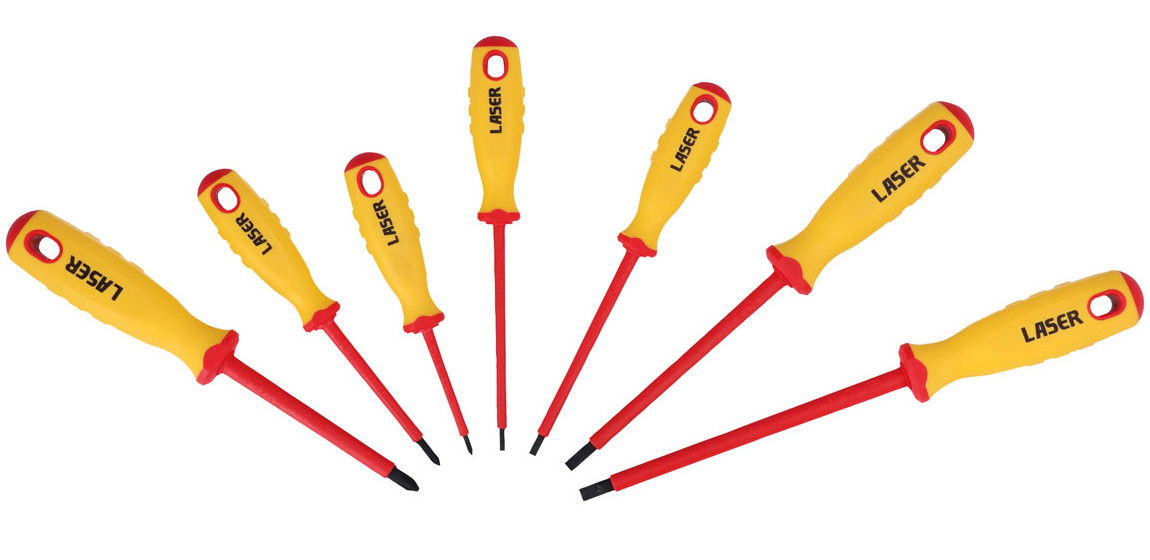 Laser Tools LAS-5986 VDE szigetelt csavarhúzó készlet 1000 V-ig (lapos, Phillips), 7 részes termék fő termékképe