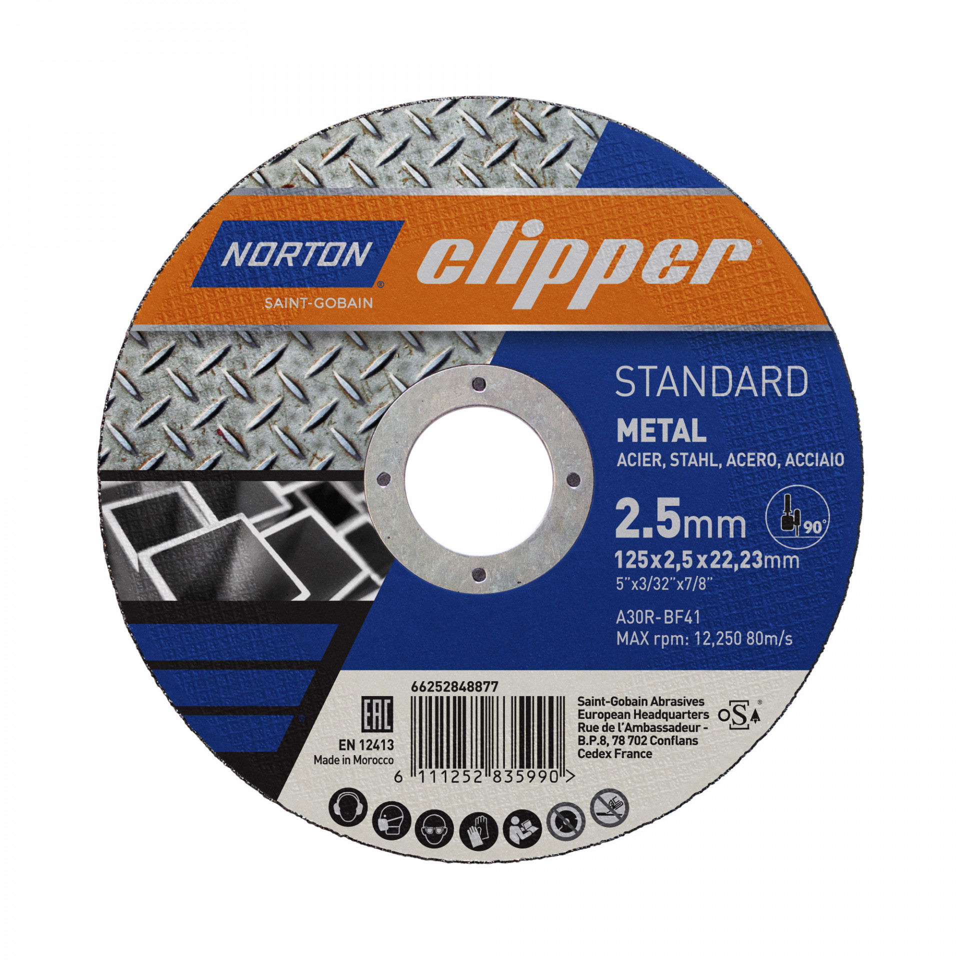 Norton Clipper Standard vágókorong 125x2,5x22,23mm A30R, 25 db/csomag termék fő termékképe