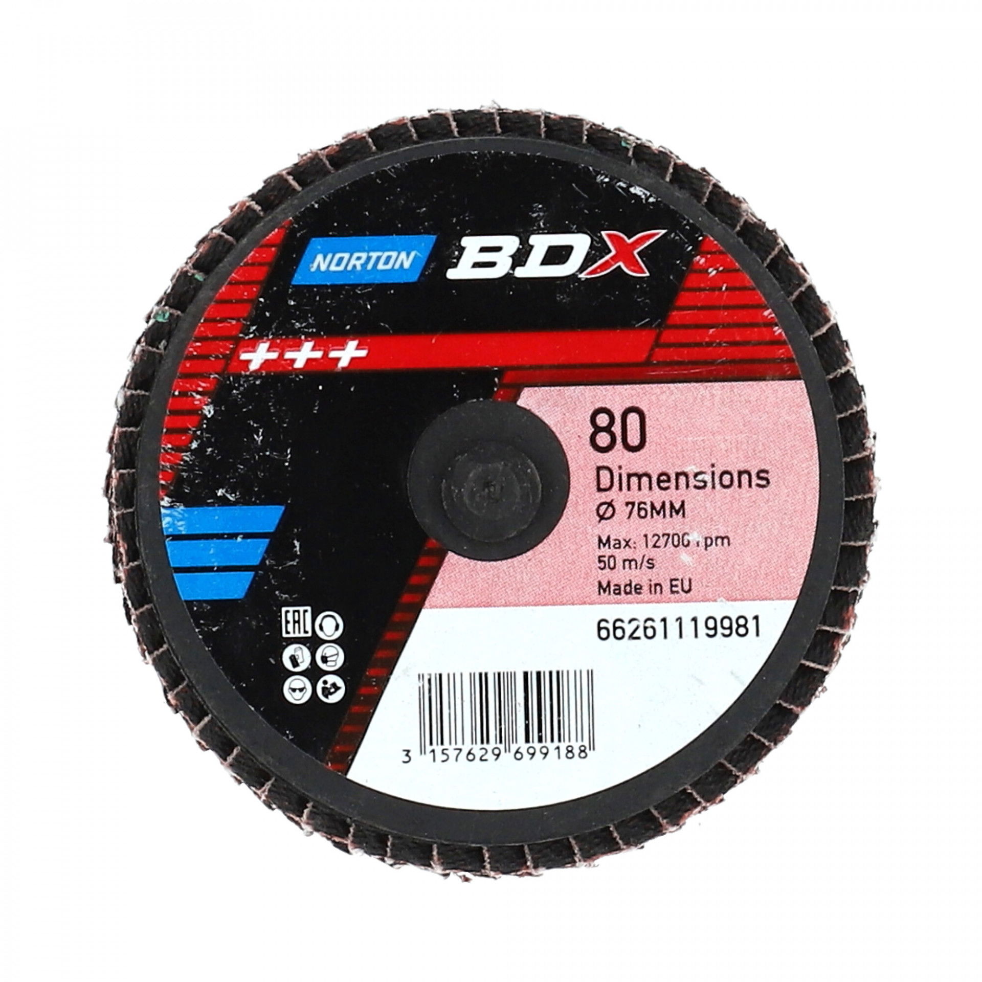 Norton Speedlok BDX R766 TR lamellás csiszolókorong Ø75mm P80, 10 db/csomag termék fő termékképe