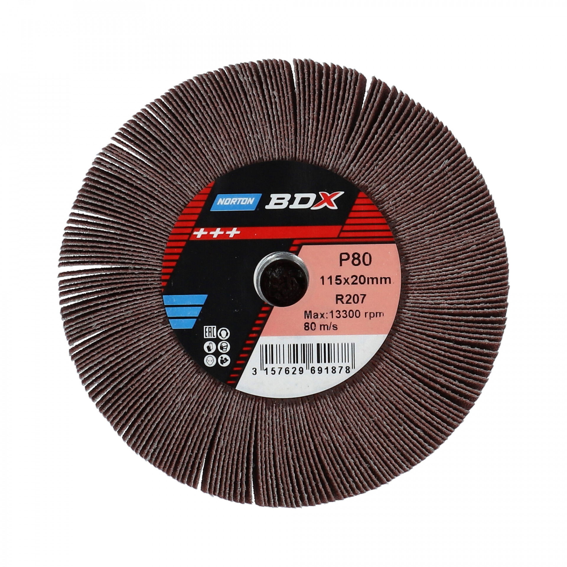 Norton BDX R207 Plus szaturnusz lamellás csiszolókorong Ø115x20xM14 P80, 5 db/csomag termék fő termékképe