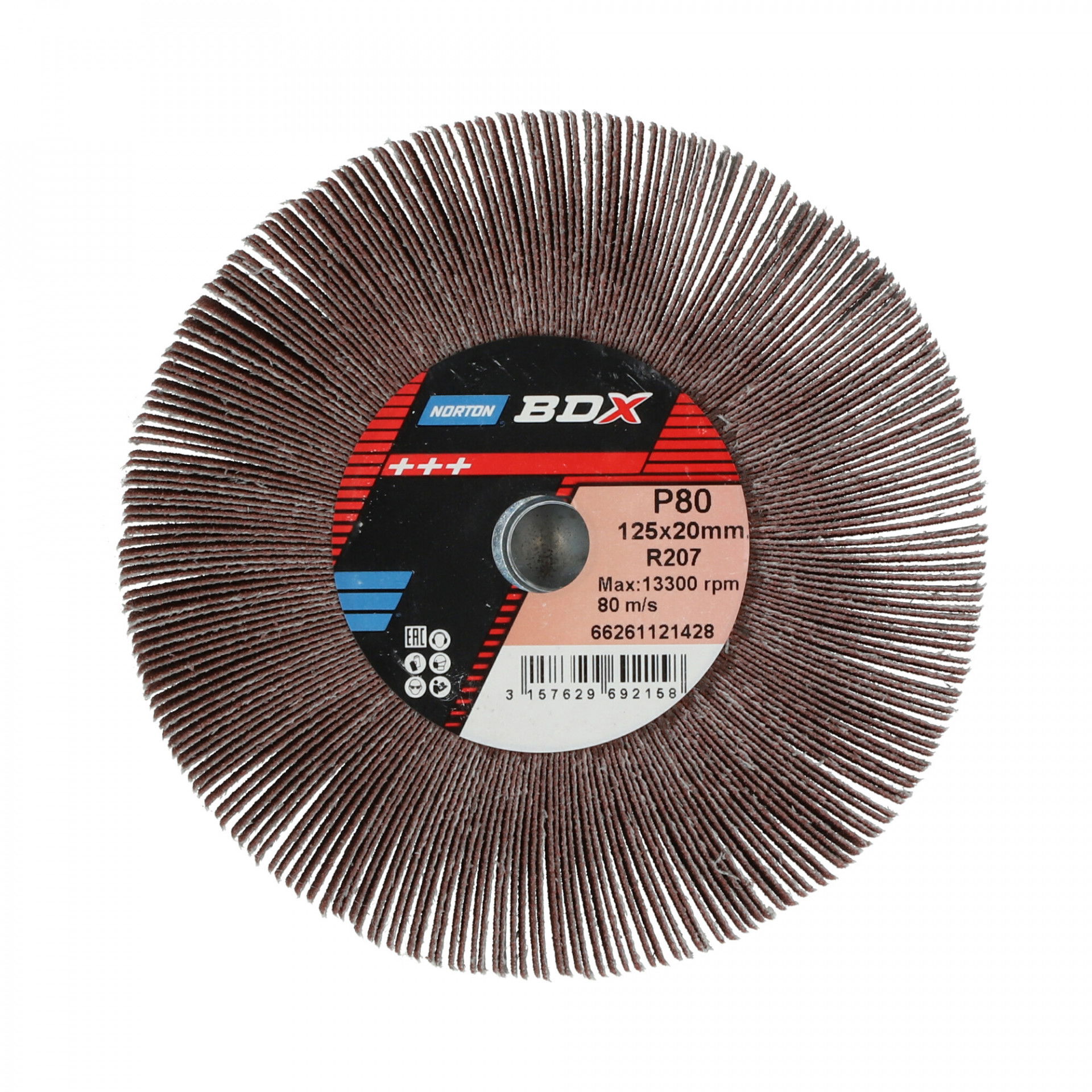 Norton BDX R207 Plus szaturnusz lamellás csiszolókorong Ø125x20xM14 P80, 5 db/csomag termék fő termékképe