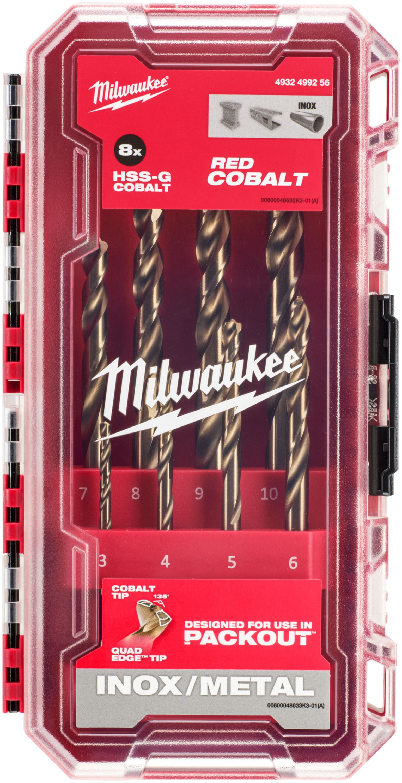 Milwaukee RED COBALT HSS-G Co fémfúró készlet, DIN 338, 8 részes termék fő termékképe