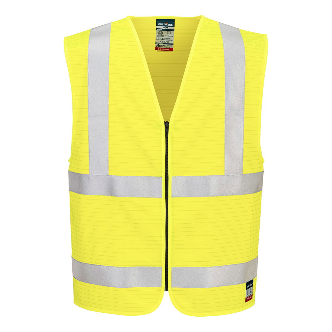 Portwest FR615 - Bizflame Hi-Vis FR cipzáras jól láthatósági mellény, sárga termék fő termékképe